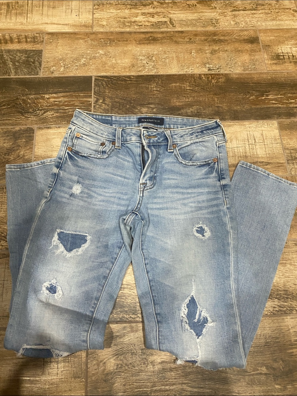 Aeropostale Light Blue Distressed Skinny Jeans